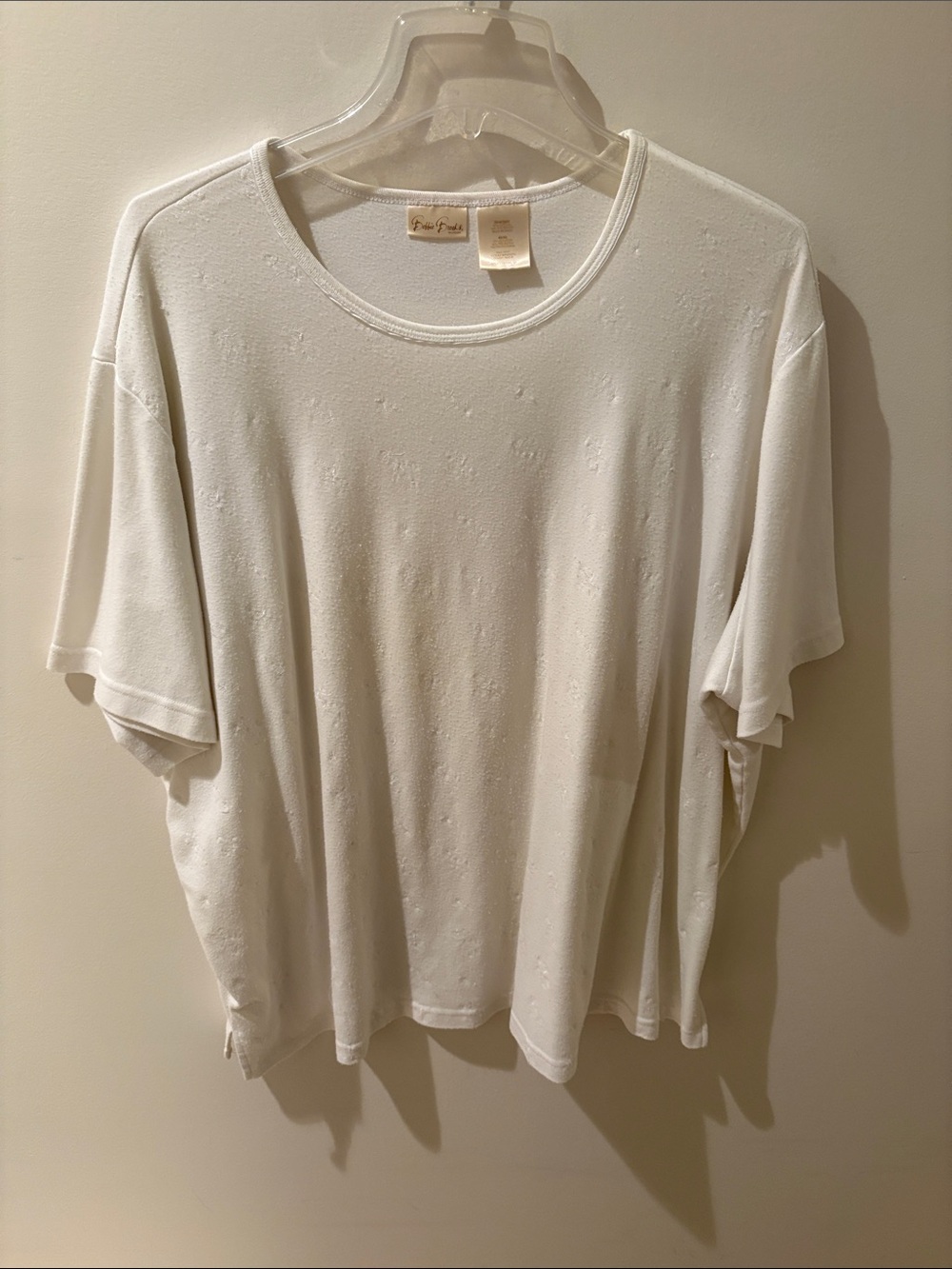 Eileen Fisher Cream Short-Sleeve Scoop Neck Top